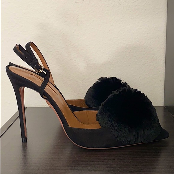 Worn once aquazzura powder puff black suede $895 - Picture 4 of 8